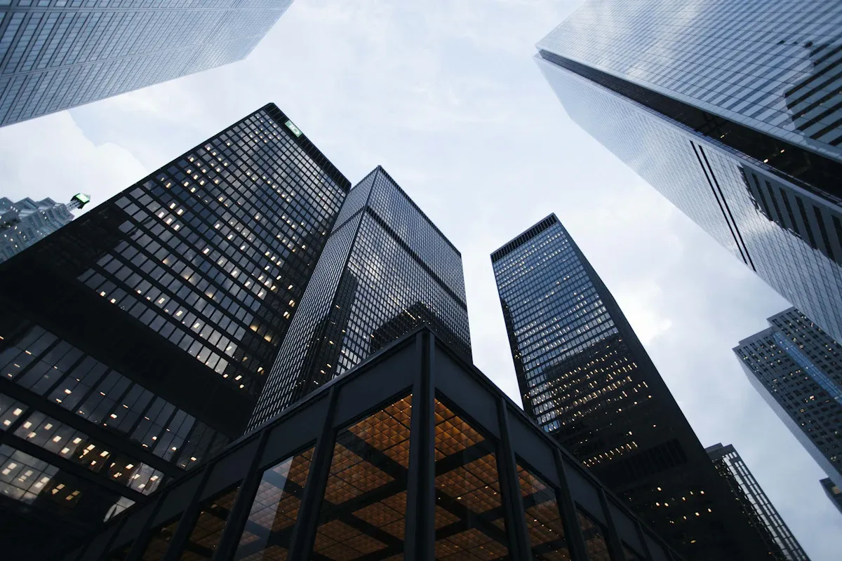 Modern commercial building with glass facades