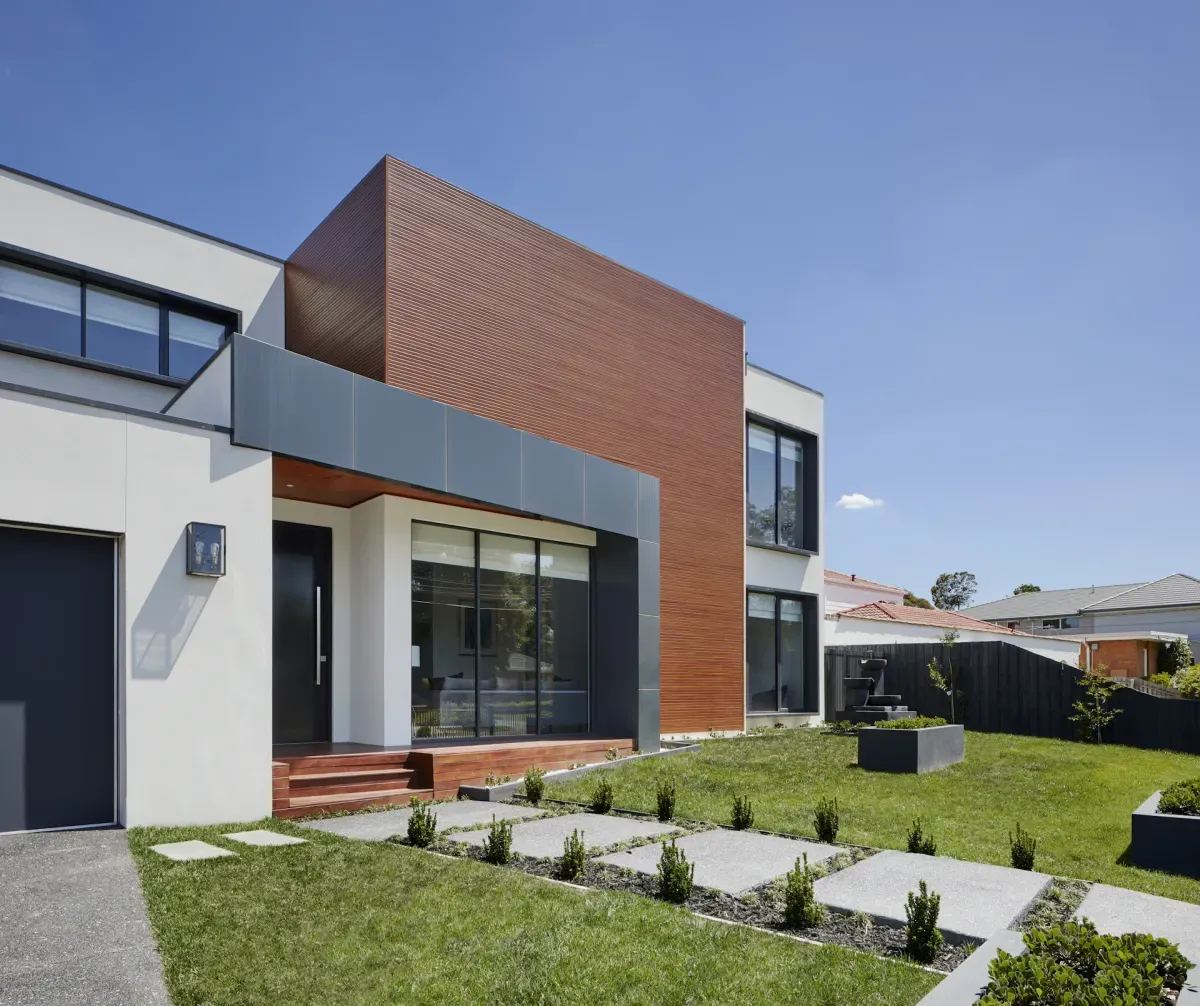 Landscaped surroundings of a contemporary home